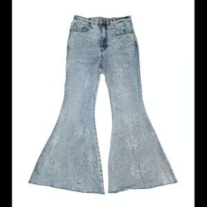 Wild Fable High Rise Extreme Flare Light Wash Flower Daisy Jeans Size 8 Target